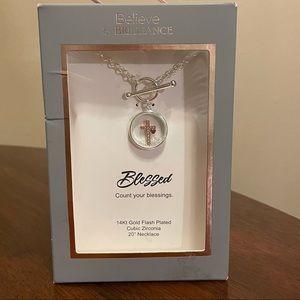 NEW IN BOX Cubic Zirconia Cross Necklace with rhinestones